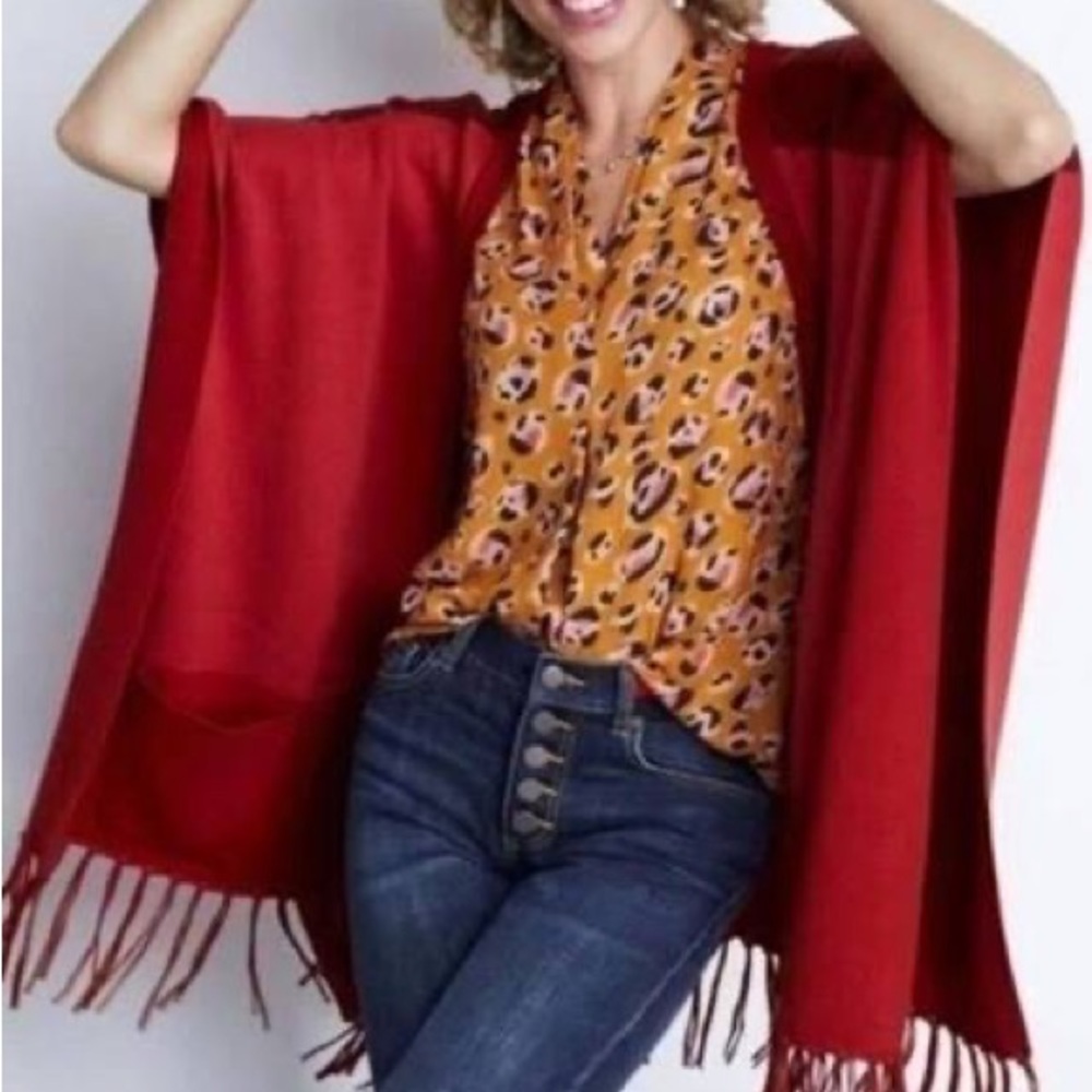 Cabi fringe poncho one size